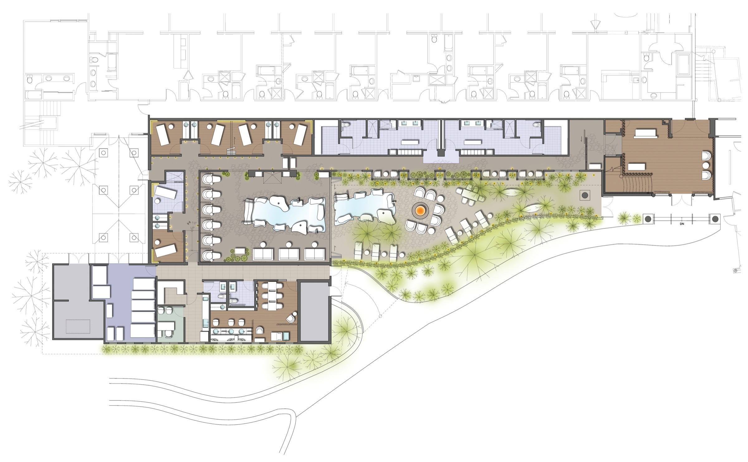 Architectural site plan of the resort grounds