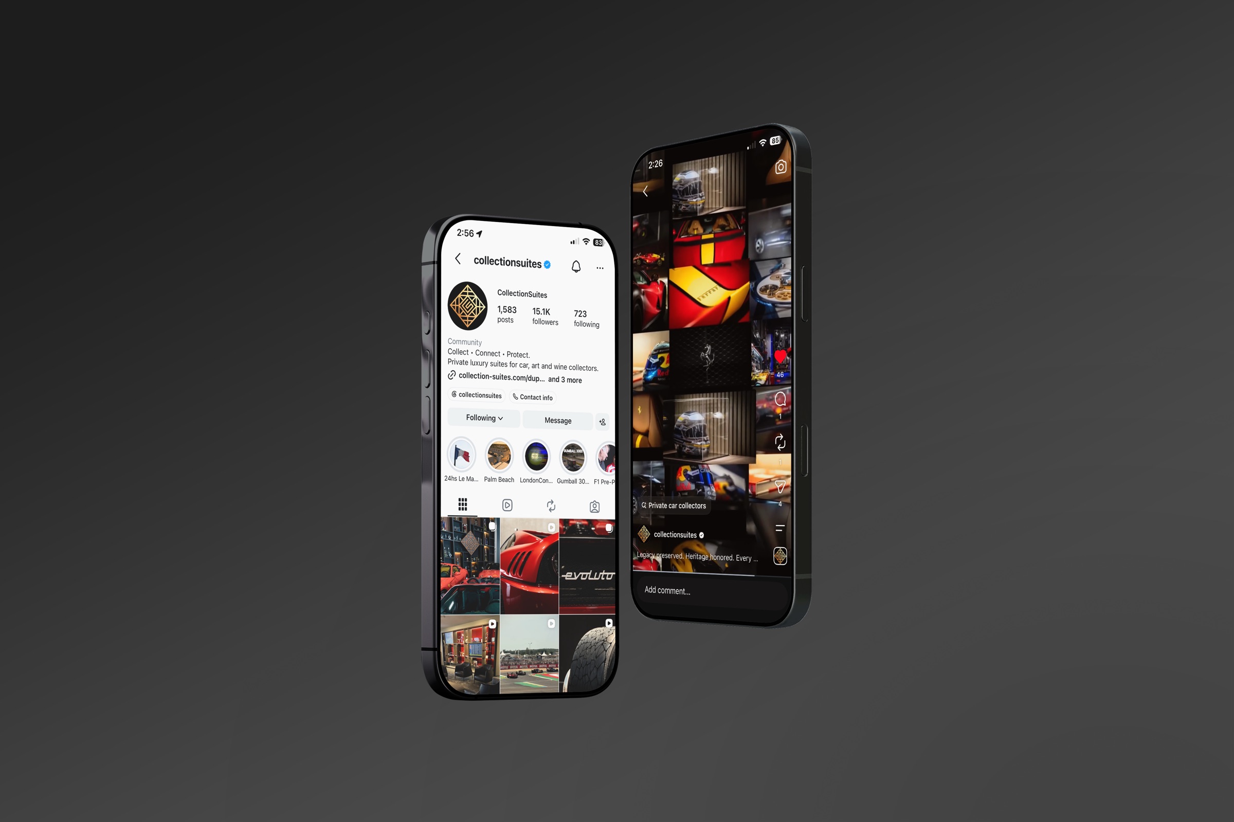 Social media feeds on two phones