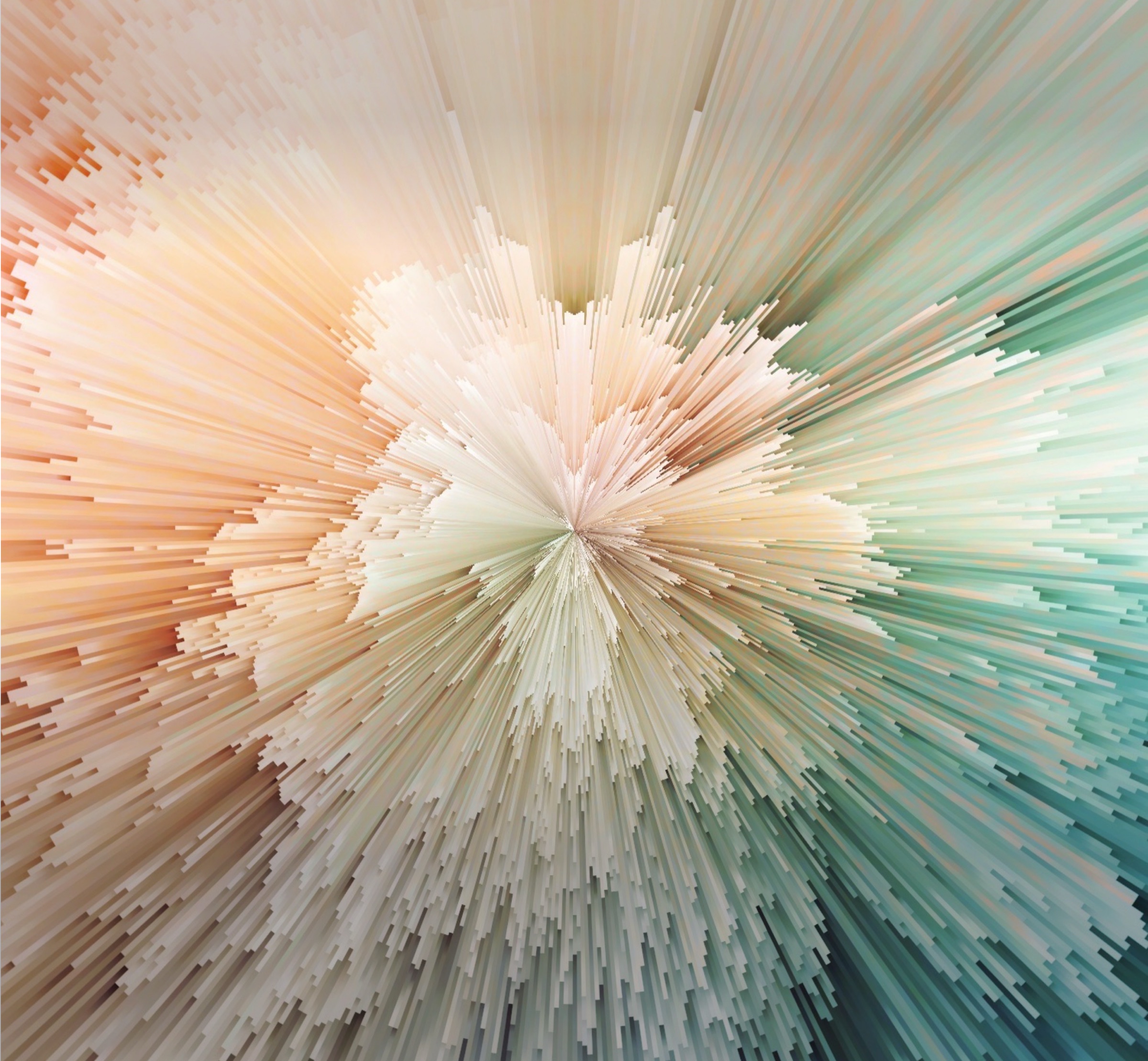 Abstract burst of colour radiating from a bright centre